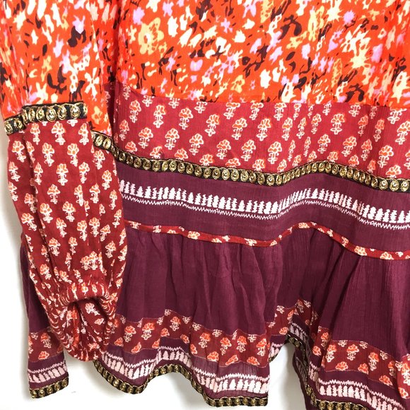 NWOT Free People Red Floral Gardenia Tunic sz. L - Picture 4 of 6